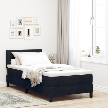 Boxspringbett mit Kopfteil Schwarz 90 x 190 cm Stoff