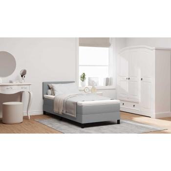 Boxspringbett mit Matratze Hellgrau 100x200 cm Stoff