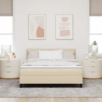 Boxspringbett mit Matratze Creme 140x190 cm Stoff