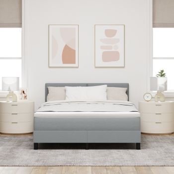 Boxspringbett mit Matratze Hellgrau 140x200 cm Stoff