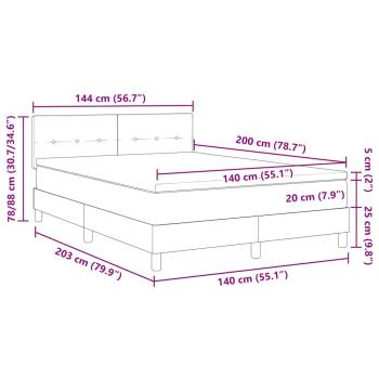 ARDEBO.de - Boxspringbett mit Matratze Creme 140x200 cm Stoff
