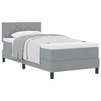 Boxspringbett mit Matratze Hellgrau 90x200 cm Stoff