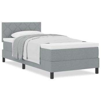 Boxspringbett mit Matratze Hellgrau 90x200 cm Stoff