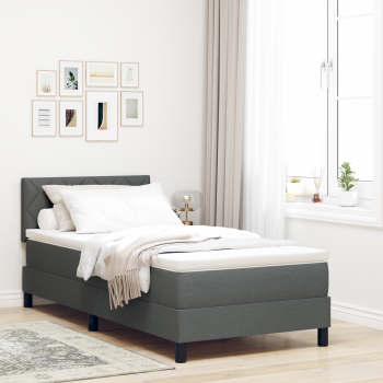 Boxspringbett mit Kopfteil Dunkelgrau 90 x 200 cm Stoff