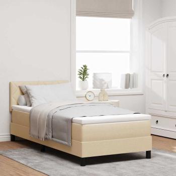 ARDEBO.de - Boxspringbett mit Matratze Creme 90x200 cm Stoff
