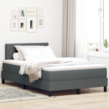 Boxspringbett mit Matratze Dunkelgrau 120x200 cm Stoff