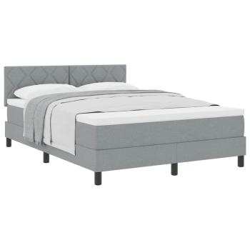 Boxspringbett mit Matratze Hellgrau 140x200 cm Stoff