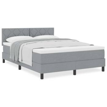 Boxspringbett mit Matratze Hellgrau 140x200 cm Stoff