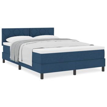 Boxspringbett mit Matratze Blau 140x200 cm Stoff