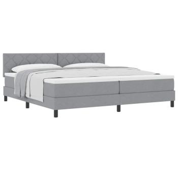 Boxspringbett mit Matratze Hellgrau 200x200 cm Stoff