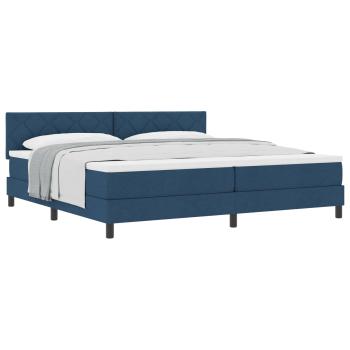 Boxspringbett mit Kopfteil Blau 200 x 200 cm Stoff