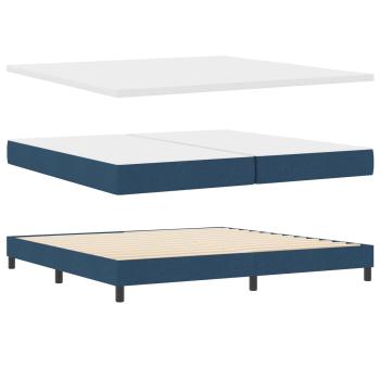 Boxspringbett mit Kopfteil Blau 200 x 200 cm Stoff
