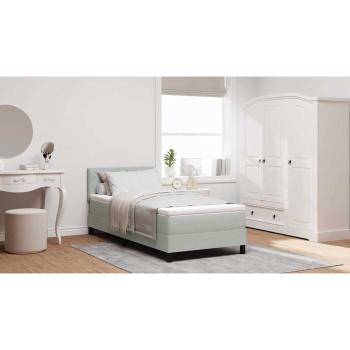 Boxspringbett mit Kopfteil Hellgrau 90 x 200 cm Samt