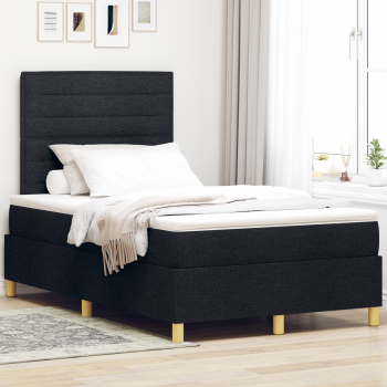Boxspringbett mit Matratze Schwarz Kleines Doppelbett Stoff
