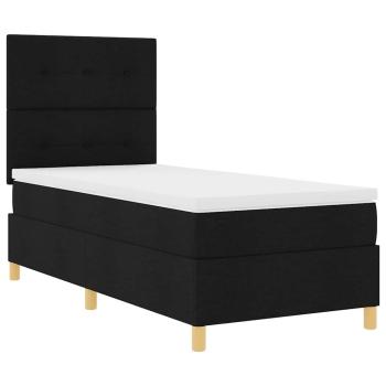 Boxspringbett mit Kopfteil Schwarz 90 x 190 cm Stoff