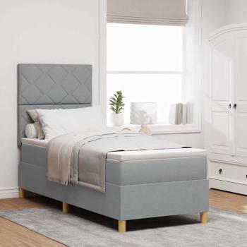 ARDEBO.de - Boxspringbett mit Matratze Hellgrau 80x200 cm Stoff