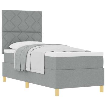 Boxspringbett mit Matratze Hellgrau 80x200 cm Stoff