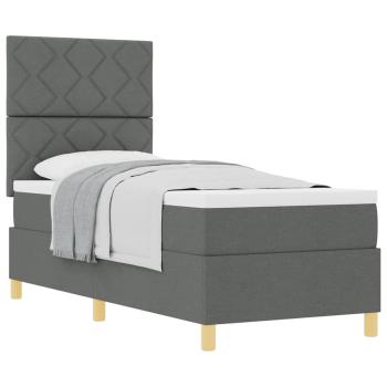 Boxspringbett mit Matratze Dunkelgrau 80x200 cm Stoff