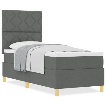 Boxspringbett mit Matratze Dunkelgrau 80x200 cm Stoff