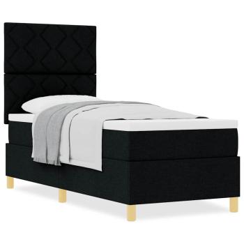Boxspringbett mit Matratze Schwarz 80x200 cm Stoff