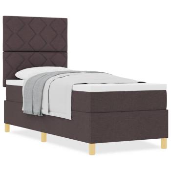 Boxspringbett mit Matratze Dunkelbraun 80x200 cm Stoff