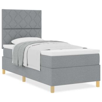 Boxspringbett mit Matratze Hellgrau 90x200 cm Stoff