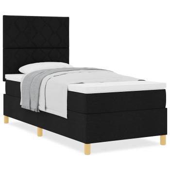 Boxspringbett mit Matratze Schwarz 100x200 cm Stoff