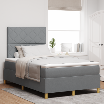 Boxspringbett mit Matratze Hellgrau Klein-Doppel Stoff