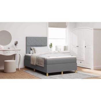 Boxspringbett mit Matratze Hellgrau Klein-Doppel Stoff