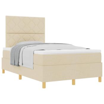 Boxspringbett mit Matratze Creme Kleines Doppelbett Stoff