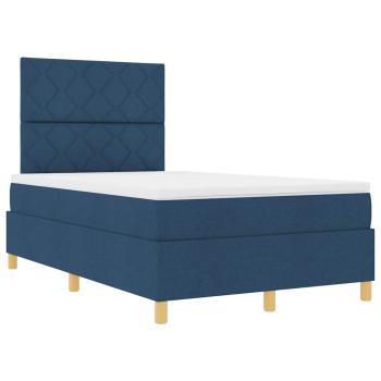 Boxspringbett mit Matratze Blau Kleines Doppel Stoff