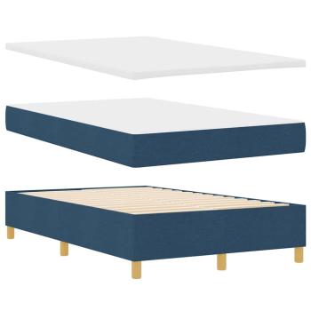 Boxspringbett mit Matratze Blau Kleines Doppel Stoff