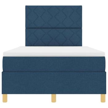 Boxspringbett mit Matratze Blau Kleines Doppel Stoff