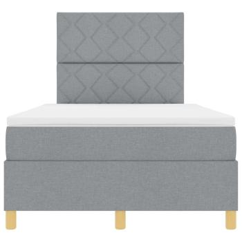 Boxspringbett mit Matratze in Hellgrau, 120x200 cm aus Stoff
