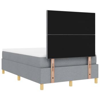 Boxspringbett mit Matratze in Hellgrau, 120x200 cm aus Stoff