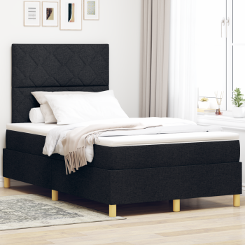 Boxspringbett mit Matratze Schwarz 120x200 cm Stoff