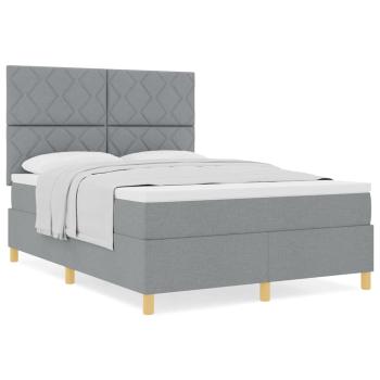 Boxspringbett mit Matratze Hellgrau 140x200 cm Stoff
