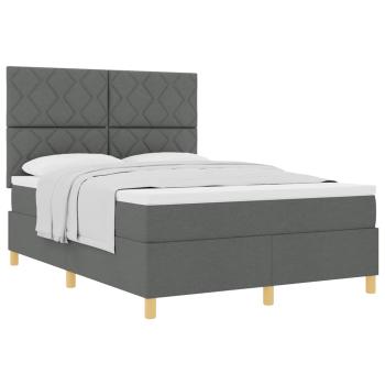 Boxspringbett mit Matratze Dunkelgrau 140x200 cm Stoff