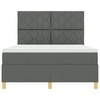 Boxspringbett mit Matratze Dunkelgrau 140x200 cm Stoff
