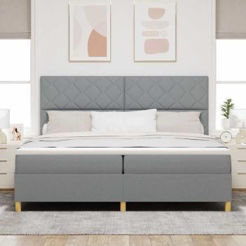 Boxspringbett mit Matratze Hellgrau 200x200 cm Stoff