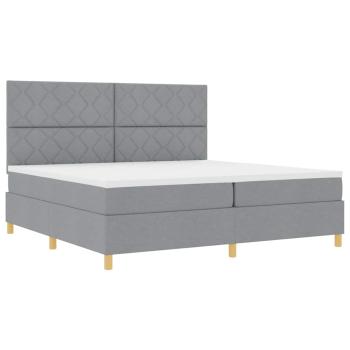 Boxspringbett mit Matratze Hellgrau 200x200 cm Stoff
