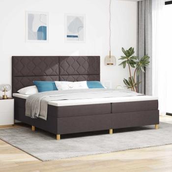 ARDEBO.de - Boxspringbett mit Kopfteil Dunkelbraun 200 x 200 cm Stoff