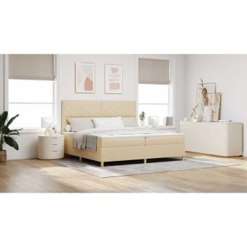 Boxspringbett mit Matratze Creme 200x200 cm Stoff