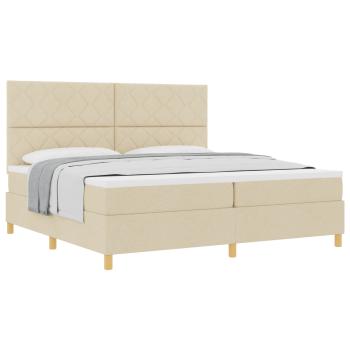 Boxspringbett mit Matratze Creme 200x200 cm Stoff