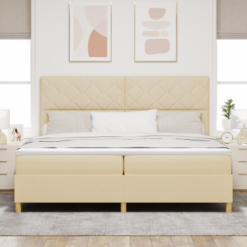 Boxspringbett mit Matratze Creme 200x200 cm Stoff