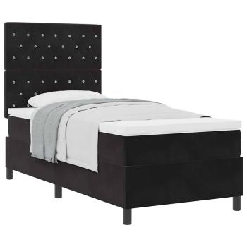 Boxspringbett mit Matratze Schwarz 100x200 cm Samt