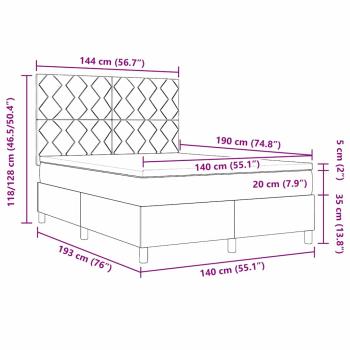 Boxspringbett mit Matratze Dunkelgrau 140x190 cm Samt