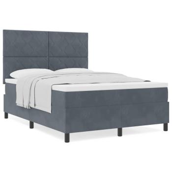 Boxspringbett mit Matratze Dunkelgrau 140x190 cm Samt