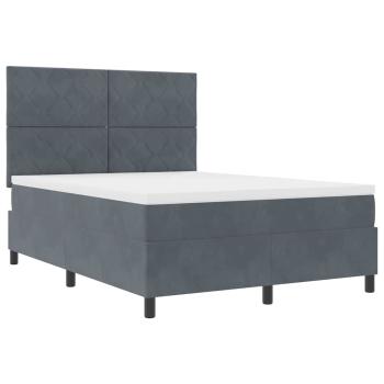 Boxspringbett mit Matratze Dunkelgrau 140x190 cm Samt