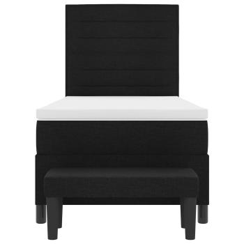 ARDEBO.de - Boxspringbett mit Matratze & Bank Schwarz 80x200 cm Stoff